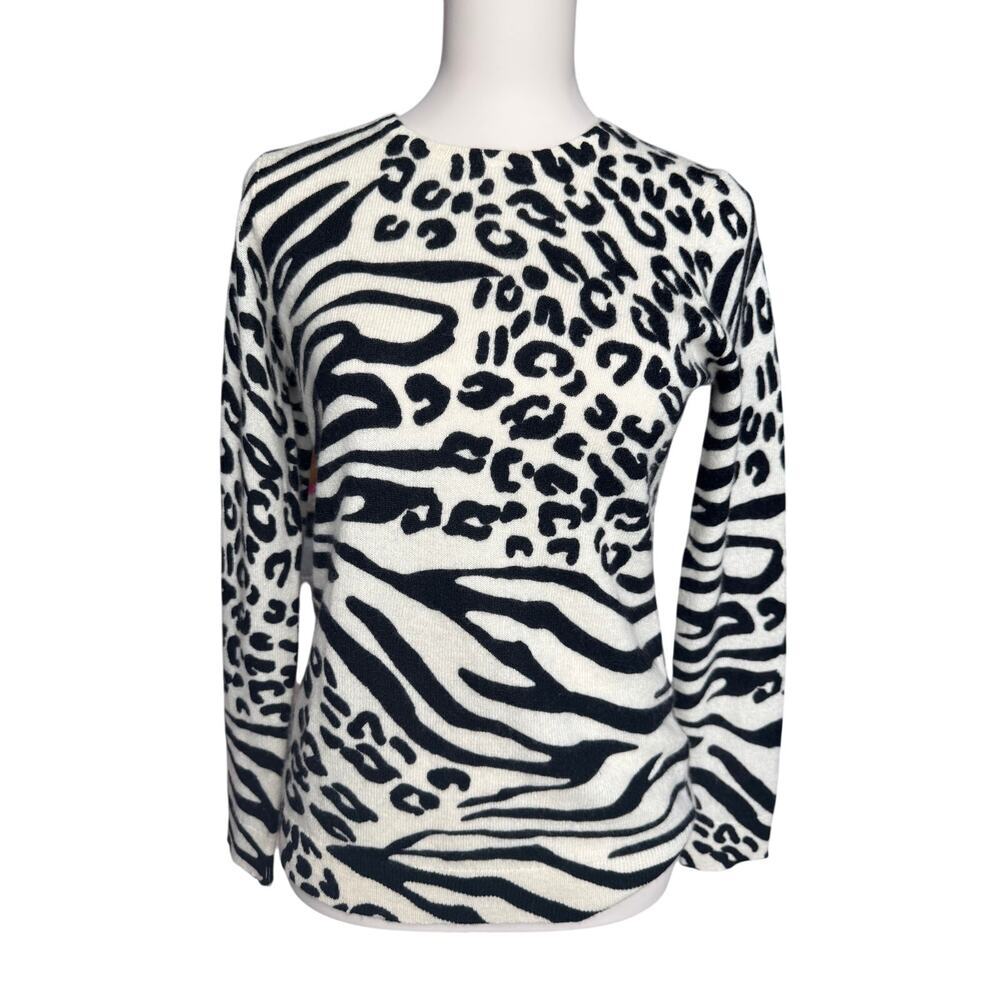 Charter Club Luxury 100% Cashmere Animal Print Sweater Zebra Leopard Small